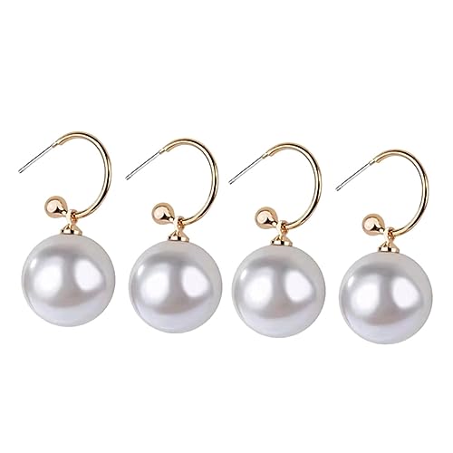 Baluue 2 Paare Große Perlenohrringe Damen Ohrstecker Eleganter Ohrschmuck für Mädchen Ohrdekoration für Party und Alltag von Baluue