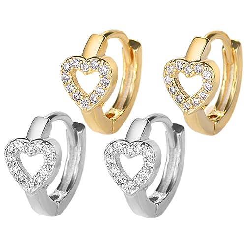 Baluue 2 Paare Kleine Herz Creolen Ohrringe für Damen Elegantes Design Langlebiges für Cartilage Perfektes für Anlässe Wie Geburtstage und Valentinstag Baluue 2 Paare Kleine Herz Creolen Ohrringe für Damen Elegantes Design Langlebiges für Cartilage Perfektes für Anlässe Wie Geburtstage und Valentinstag von Baluue