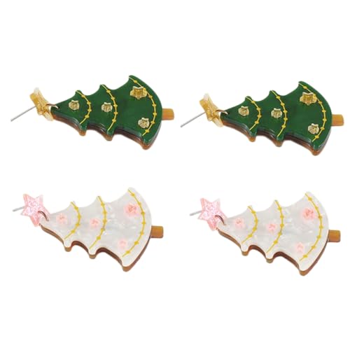 Baluue 2 Paare Weihnachtliche Ohrstecker Weihnachtsbaum Ohrschmuck Leicht Modisch für Damen Mädchen Festlich Weihnachten Party von Baluue