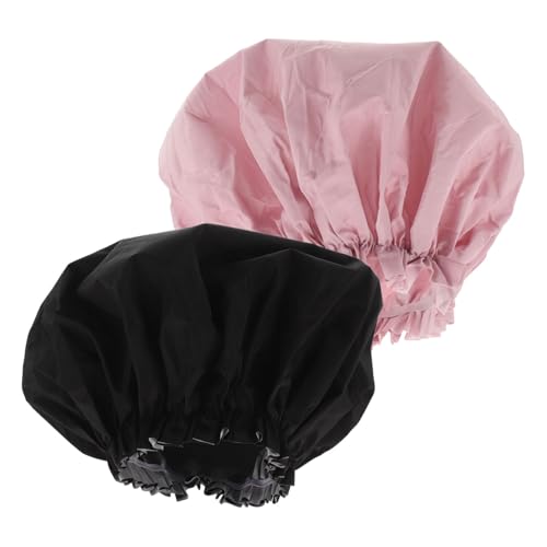 Baluue 2stücke Wasserdichter Duschhaube Für Damen Wiederverwendbare Große Badekappe Für Lange Haare Vielseitiges Badezubehör Für Zuhause Und Reisen von Baluue