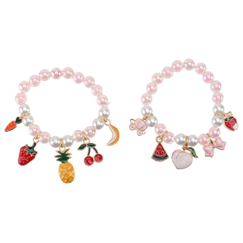 Baluue 2 STÜCK Armband Imitation Perlen Beaded Cartoon Schmuck Mädchen Geschenk Langlebig Süß Verstellbar für Geburtstag Party Zubehör von Baluue