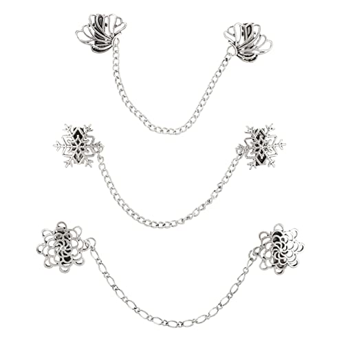 Baluue 2 Sätze Retro Anzug Brosche Teiliges Vintage Hemdkragen Clips Mit Ketten Eleganter Schmuck Für Anzüge Kleider Pullover Und Schals 3 Stück * 2 von Baluue