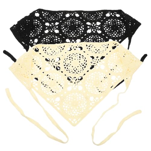 Baluue 2 Stck Teiliges Häkel bandanas mit Floralen Spitzenmuster Weiche Gestrickte Haarbänder für Damen und Mädchen Elegante Kopftücher in Schwarz und Modische Haarschals für Alltag und von Baluue