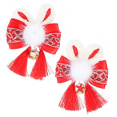 Baluue 2stücke Bunny Ohr Haarspangen Mit Quasten Niedliche Haarclips Für Mädchen Dekorative Haaraccessoires Im Chinesischen Stil Für Tägliche Outfits Fotoshootings Und Partys von Baluue