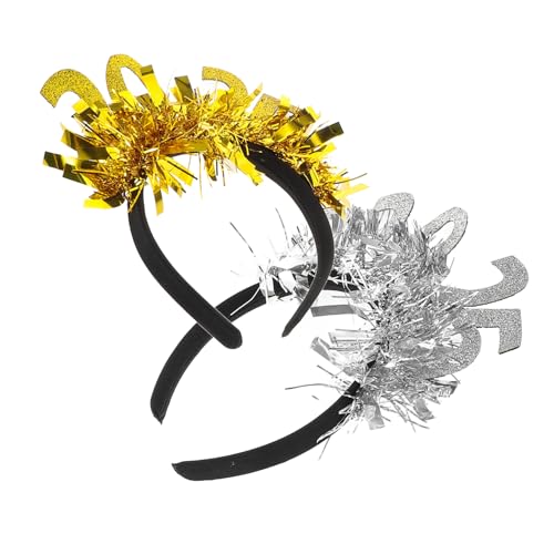 Baluue 2stücke Happy Year Haarreifen Gold Und Silber Neujahrsaccessoires Für Und Dekorationen Für Silvesterfeiern Und Partys von Baluue