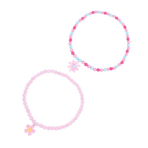 Baluue 2 Stück Acryl Perlen Halskette mit Sonnenblumen Kirschblütenanhänger Beaded Choker Schmuck für Junge Mädchen Leichtes Design für Party und Alltag von Baluue