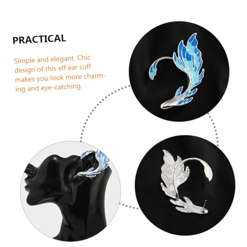 Baluue 2 Stück Blauer Ear Cuff Damen Ohrclips ohne Piercing Elfen Ohrringe Kostümaccessoire für Cosplay Party Links Rechts von Baluue