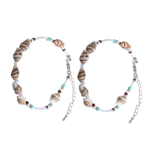 Baluue 2 Stück Boho Fußkettchen Damen Verstellbare Muschel Fußkette Strand Schmuck Leichtes Langlebiges Material für Frauen und Mädchen von Baluue