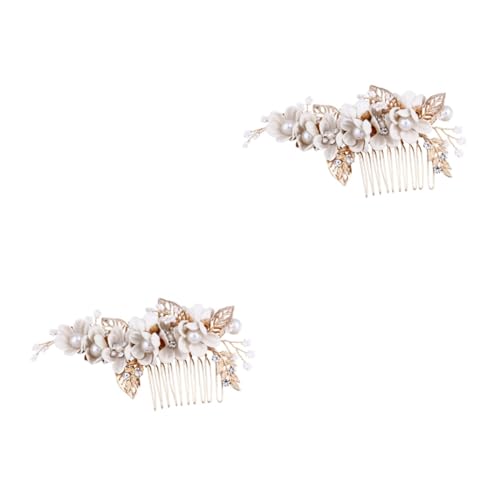 Baluue 2stücke Braut Haarkamm Mit Perlen Und Blumen Handgefertigtes Haaraccessoire Für Hochzeiten Eleganter Kopfschmuck Für Besondere Anlässe Hochzeitsfrisur Weißes Design von Baluue