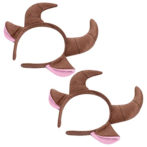 Baluue 2 Stück Cartoon Stierohren Hörner Halloween Party Cosplay Kopfbedeckung Haarreif für Erwachsene von Baluue