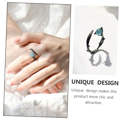 Baluue 2 Stück Chic Paarringe Offene Thorn Fingerring Verstellbar Schwarz für Damen und Herren Ehering Tail Ring Geschenkidee von Baluue