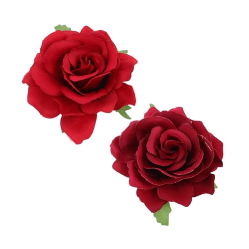 Baluue 2stücke Rosen-haarspangen Dekorative Blumen-haarclips Für Frauen Und Mädchen Hochzeiten Partys Und Täglichen Gebrauch Rotes Und Weinrotes Design von Baluue
