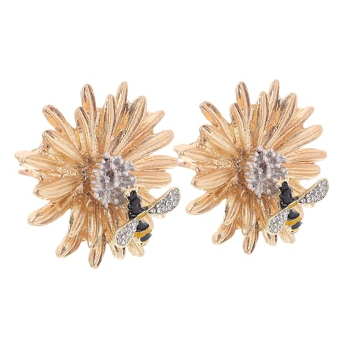 Baluue 2 Stück Elegante Blumenbroschen mit Biene Strassbesetzte Honigbiene Anstecknadeln aus Metall und Emaille Vielseitige Blütenbroschen für Damen Pins für Kleidung Mäntel Schals von Baluue
