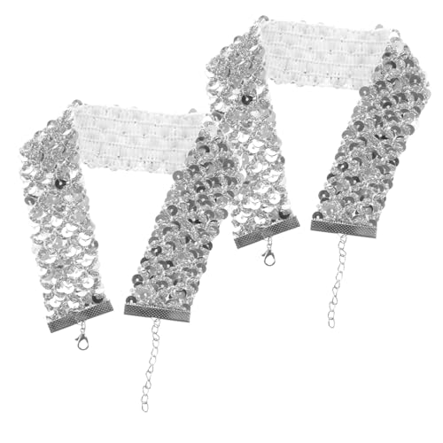 Baluue 2 Stück Glitzernde Choker Halskette mit Pailletten Kurz Damen Schmuck für Party Festival Cosplay Alltag Vielseitig Kombinierbar von Baluue