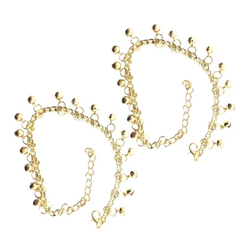 Baluue 2 Stück Goldfarbene Glocken Fußkettchen für Damen Verstellbares Mehrreihiges Knöchelband mit Zarten Glöckchen Sommerlicher Strand Schmuck für Frauen und Mädchen Modisch und von Baluue