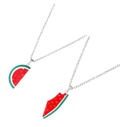 Baluue 2 Stück Halskette Damen Wassermelonen Anhänger Modisch Leicht Hautfreundlich Verstellbar Schmuck Für Mädchen Teenager Sommerparty Hochzeit Geschenk von Baluue