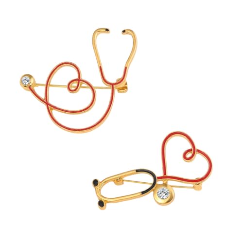 Baluue 2 Stück Herzförmige Stethoskop Broschen aus Langlebiger Legierung Modisches Geschenk für Ärzte und Krankenschwestern Attraktive Anstecknadeln für Medizinische Kostüme und von Baluue