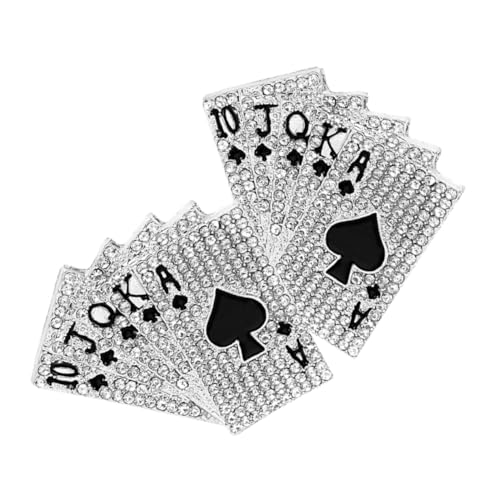 Baluue 2 Stück Hip Hop Brosche Spielkarten Design mit Strasssteinen Unisex Anstecknadel für Jacke Mantel Cardigan Modischer Anzug Revers Schmuck Langlebige Legierung Eleganter Look von Baluue