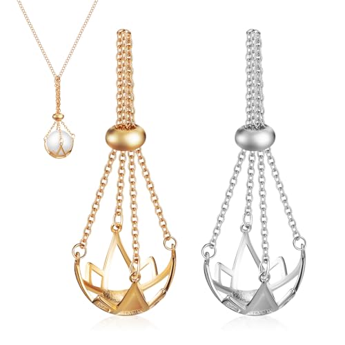 Baluue 2 Stück Kristallkäfig Anhänger aus Langlebig und Leicht für Damen Halsketten Schmuckherstellung Eleganter Schmuckhalter in Platin Goldfarbe Bequemer Schmuck für Geschenk und von Baluue