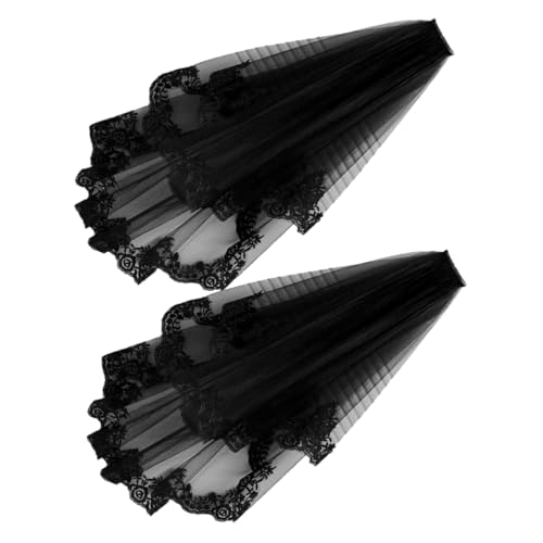 Baluue 2stücke Halloween Veil Schwarze Kurzhaube Mit Haarkamm Damen Kostüm Zubehör Spitzenverzierung Für Halloween Party Und Cosplay Mysteriöse Haardekoration von Baluue