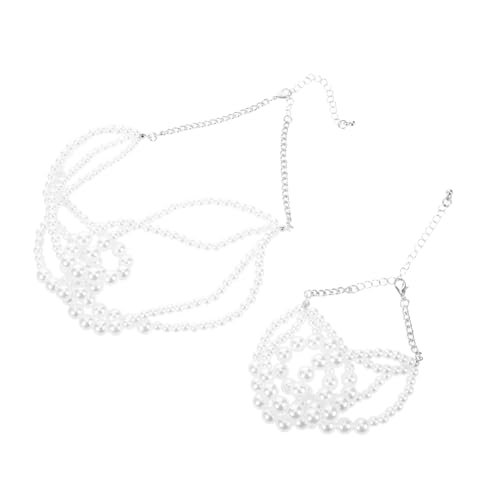 Baluue 2 Stück Leichtes Hautfreundliches aus Französisch Geknoteter Mehrschichtiger Kunststoff perlenkette und Armband Eleganter Schmuck für Hochzeit Alltag und Besondere Anlässe von Baluue