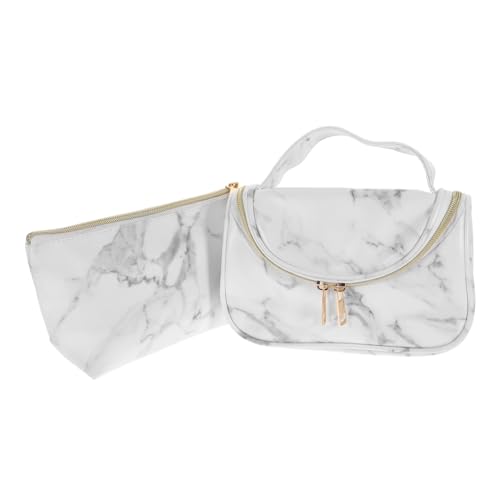 Baluue 2stücke Kosmetiktasche Mit Marmormuster Reise-Aufbewahrungstasche Make-up-Tasche Großkapazitativ Make-up-werkzeugtasche Schreibwaren-Organizer Für Damen von Baluue