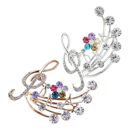 Baluue 2 Stück Modische Musiknoten Broschen mit Funkelnden Strasssteinen Leichte Anstecknadeln für Damen Vielseitiger Schmuck für Kleidungsstücke und Festliche Anlässe Champagnerfarben von Baluue