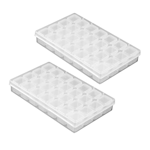 Baluue 2 Stück Nagelbox Organizer 28 Fächer Abnehmbar Transparent für Nagelkunst Nagelspitzen und Zubehör von Baluue