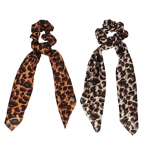 Baluue Bedruckte Haargummis Für Mädchen 2er-pack Haarschwänze Haargummi-schal Mit Leopardenmuster von Baluue