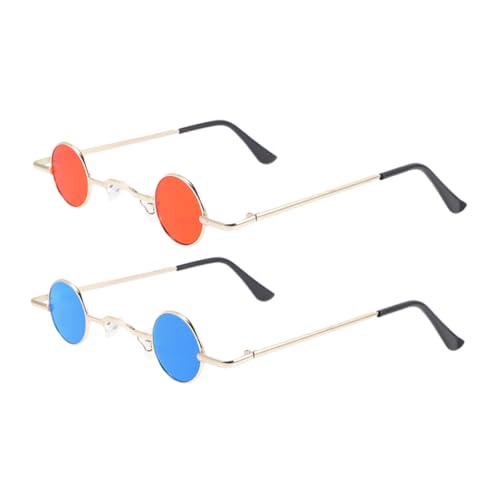 Baluue 2 Stück Retro Steampunk Sonnenbrille für Damen und Herren Kleine Runde UV schutz Brillen Leichter Metallrahmen Stylische Punk Gothic optik für Party und Alltag von Baluue