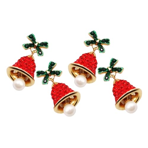 Baluue 2 Stück Rhinestone Schleifen Ohrringe Weihnachtsglocken Ohrstecker Silber Nadel Festlicher Schmuck für Weihnachten und Neujahr Damen von Baluue