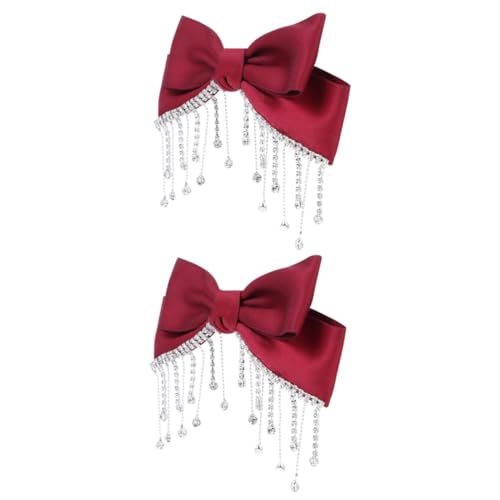 Baluue 2 Stück Rote Haarklammer mit Schleife Modische Damen Haarspange mit Strassbesatz Sicherer Halt Geeignet für Shopping Reisen und Geschenkidee für Frauen und Mädchen von Baluue