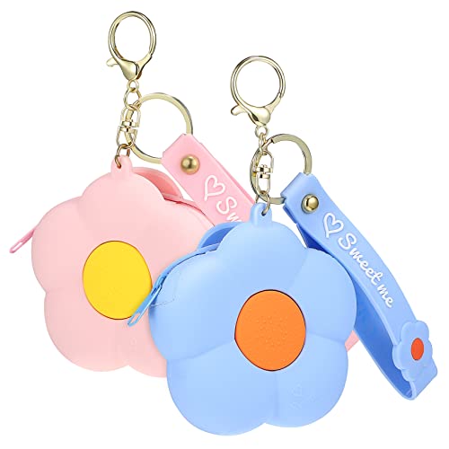 Baluue 2 Stück Silikon Geldbörse Blumenform Kleine Münztasche Ohrhörer Aufbewahrung Leicht mit Reißverschluss Für Damen Mädchen Tragbar Mini Brieftasche von Baluue