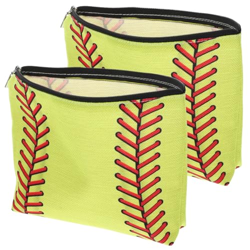 Baluue 2 Stück Softball-Make-Up-Tasche Sport-Kosmetiktaschen Segeltuch-Softball-Beutel Taschen Baseball-Make-Up Lippenstift-Beutel Reise-Kulturbeutel Make-Up-Organizer-Tasche von Baluue