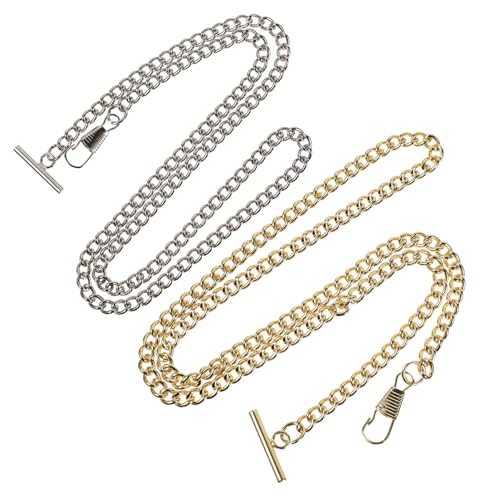 Baluue 2 Stück Taschenuhr Kette aus Hochwertigem Eisen mit Kreativem und Karabinerverschluss Stylische Cowboy Designs in Gold und Silber für Herren und Damen Vielseitig für Uhren Gürtel von Baluue