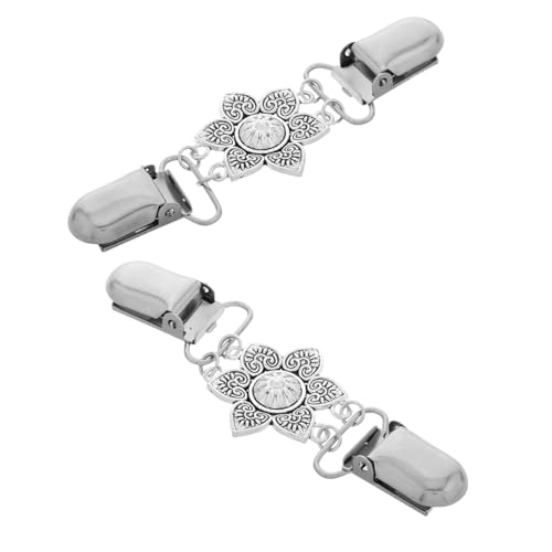Baluue 2 Stück Teiliges Damen Schal Kragenclip Vintage Blütenmuster Elastische Strickjacken Pulloverclips aus Langlebiger Zinklegierung Vielseitiges Accessoire für Damenbekleidung von Baluue