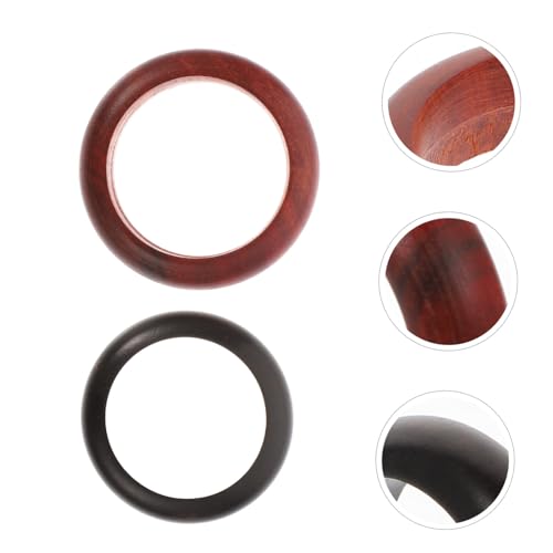 Baluue 2 Stück Teiliges Holzringe Damen Elegante und Vielseitige Finger Ringe aus Schwarzem und Rotem Holz Modische Knöchel Fingerringe Handgefertigte Kreative Schmuckstücke von Baluue