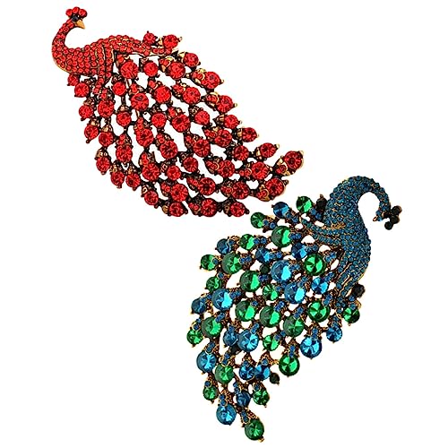 Baluue 2 Stück Teiliges Strass Pfauen Broschen Schimmernde Tier Broschen aus Legiertem Material Eleganter Schmuck für Damen Geschenkidee für Kolleginnen Kleidung Accessoires von Baluue