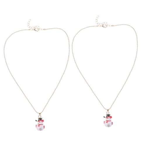 Baluue 2 Stück Teiliges Weihnachtsanhänger Halskette Schneemann aus Legierung Damen Halskette für Festliche Partys Verarbeitung Komfortabel zu Tragen Elegantes Design für von Baluue