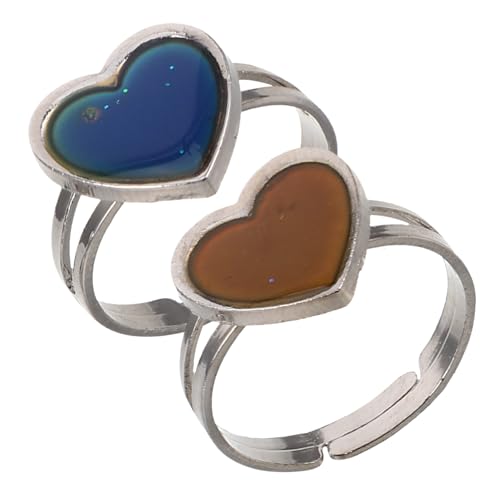 Baluue 2stücke Temperaturring Stimmungsring Farbwechselring Verstellbarer Offener Ring Für Frauen Teens Mädchen Made of Material von Baluue