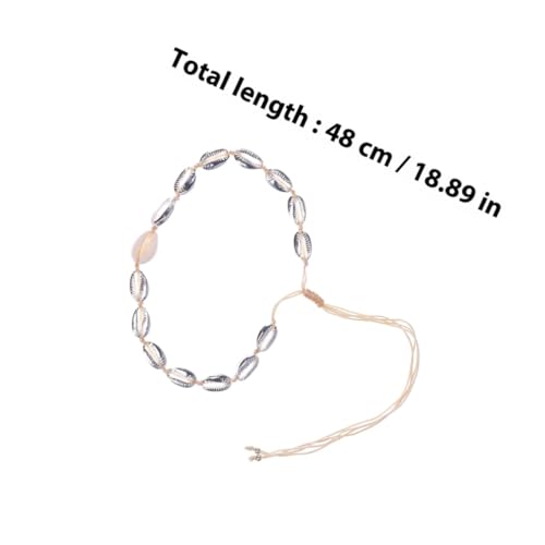 Baluue 2 Stück Verstellbares Muschel-choker-set aus Silberfarbener Legierung Damen Halskette und Armband Langlebiger Modeschmuck für Strand Party und Alltag von Baluue