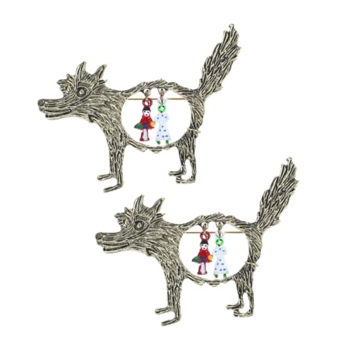 Baluue 2 Stück Vintage Brosche Hohler Wolf Anstecknadel Elegant für Hemd Revers Schal Damen Herren Accessoire von Baluue