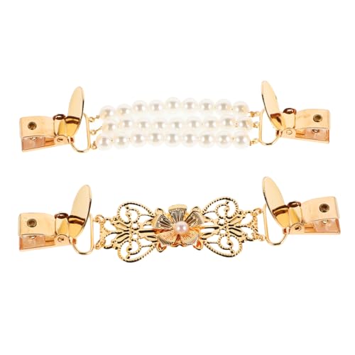 Baluue 2 Stück Vintage Perlen Cardigan Clips Brosche für Pullover Schal Kragen Verschluss Damen Modisch Retro Shawl Clips Vielseitig für Strickjacke und Umhang von Baluue