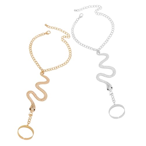 Baluue 2 Stück Vintage Snake Ring und Armband Leichtes Legierungs schlangenarmband mit Kettenring Modischer Schmuck für Damen Elegant für Alltag Party und Geschenk von Baluue