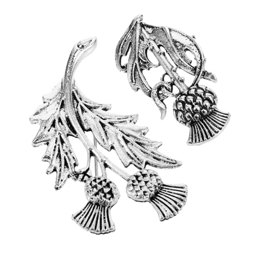 Baluue 2 Stück Vintage Stil Blütenbroschen Schottische Distel Anstecknadeln Damen Schmuck Vielseitige Kleidung Pins für Jacken Hüte und Taschen mit Detailreicher Verarbeitung und von Baluue