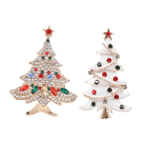 Baluue 2 Stück Weihnachtsbaum Brosche aus Festliche Weihnachts Breastpins mit Funkelndem Design Stilvolle Kleidungsschmuck Dekoration für Damen und Festliche Anlässe von Baluue