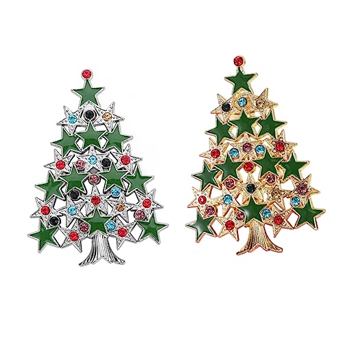 Baluue 2 Stück Weihnachtsbaum Brosche aus Hochwertiger Kreative Breastpins für Damen Schmuck Accessoires zu Weihnachten Langlebig und Vielseitig Einsetzbar von Baluue