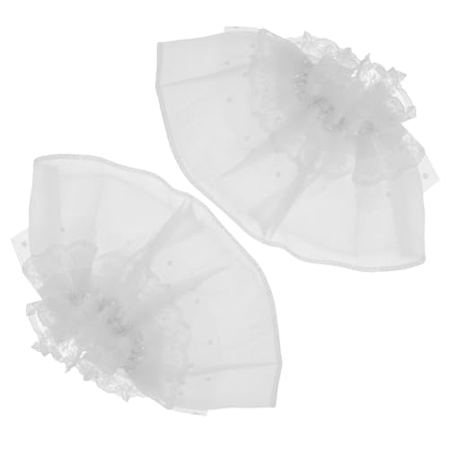 Baluue 2 Stück Weiße Lolita Spitzen Manschetten Abnehmbare Trompetenärmel Falsche Ärmel Handgelenksmanschetten Damen Elegant Komfortabel für Hochzeit Cosplay Halloween von Baluue
