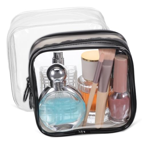 Baluue 2 Stück wasserdichte Kleine Make up Tasche PVC Durchsichtige Schminktasche Reise Kulturbeutel Leicht Tragbar Organizer für Damen Handtasche Reiseaccessoire von Baluue
