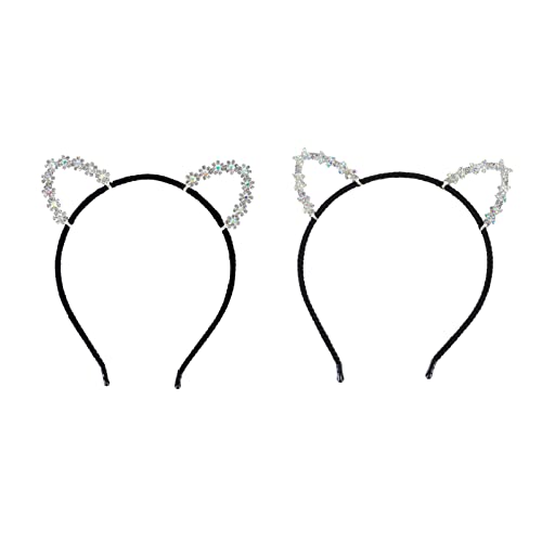 Baluue 2stücke Katzenohren Haarreif Mit Strass Verstellbar Und Leicht Für Festivals Und Kostümpartys Einzigartiges Design Für Erwachsene von Baluue